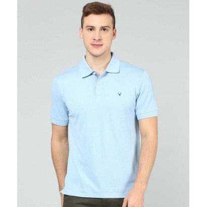 Allen Solly  Solid Men's Polo Neck Light Blue T-Shirt